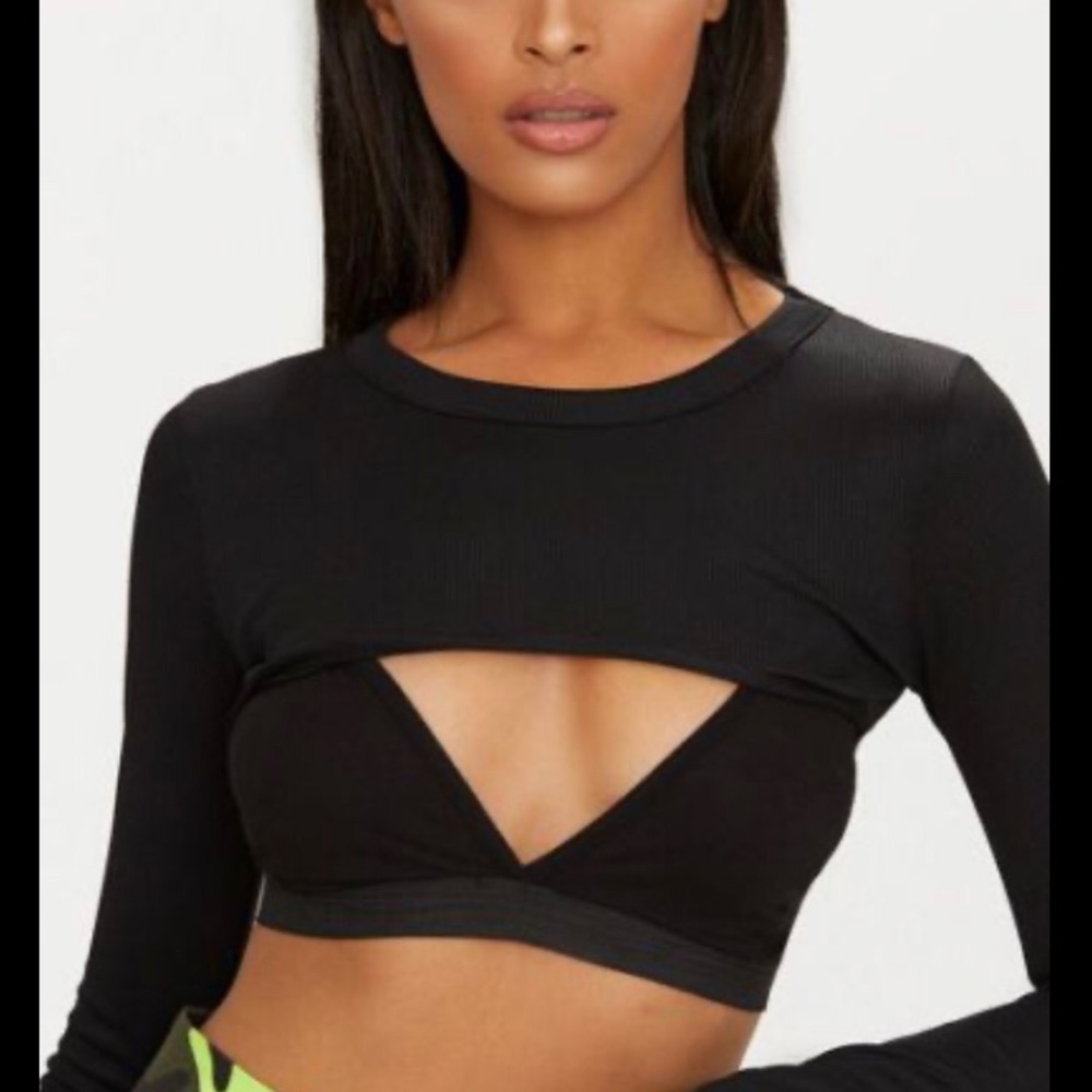 NWT PLT Black Long Sleeve Rib Shrug Open